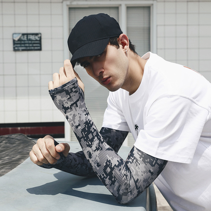 Uv 태양 팔 슬리브 남자 여름 위장 얼음 실크 긴 소 - Cycling Gloves 리뷰 및 가격