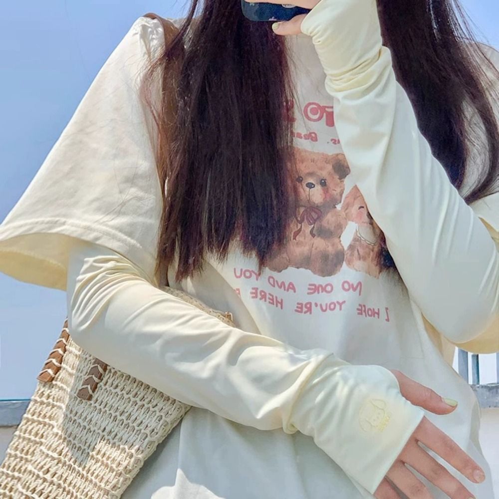 귀여운 탄성 긴 아이스 실크 슬리브 만화 동물 얇은 자 - Cycling Gloves 리뷰 및 가격